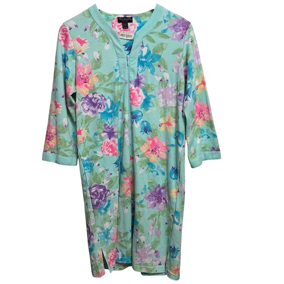 Miss Elaine Relax Floral‎ Print Zip Front Lounger Robe Size S Small NWOT - Picture 1 of 8
